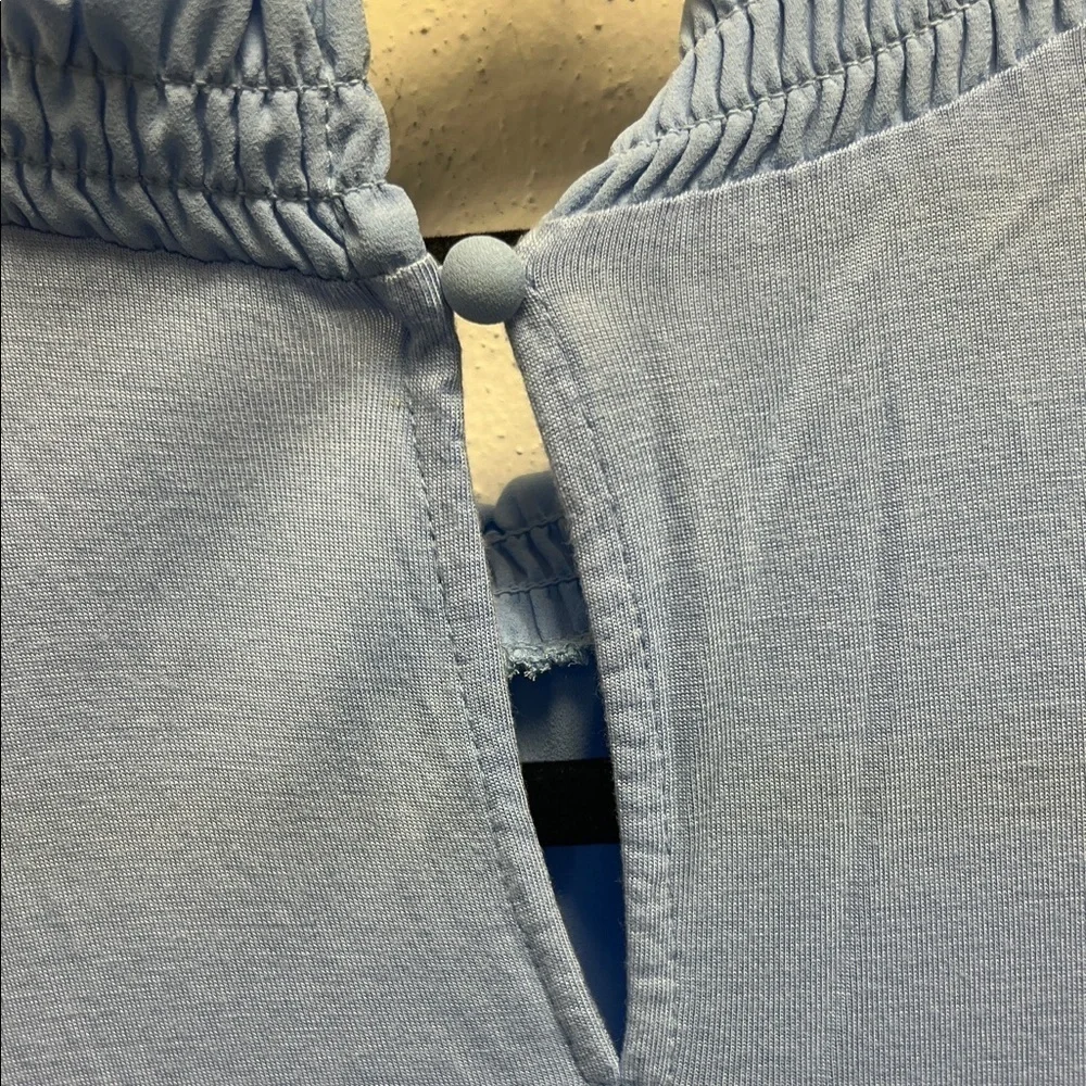 LOFT Sky Blue Blouse with Delicate Lace Accents